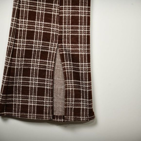 Plaid Urban Renewal Womens Slit-leg Pants with Flare Crop Y2K - Picture 5 of 6